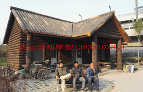 太原汾河公园仿木房屋顺利施工完成